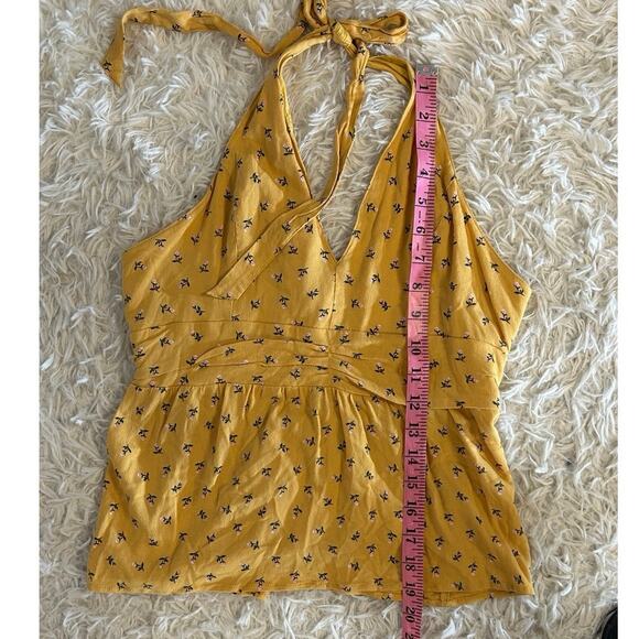 American Eagle Women’s Size M Yellow Floral Halter Top #0337 - Picture 10 of 12